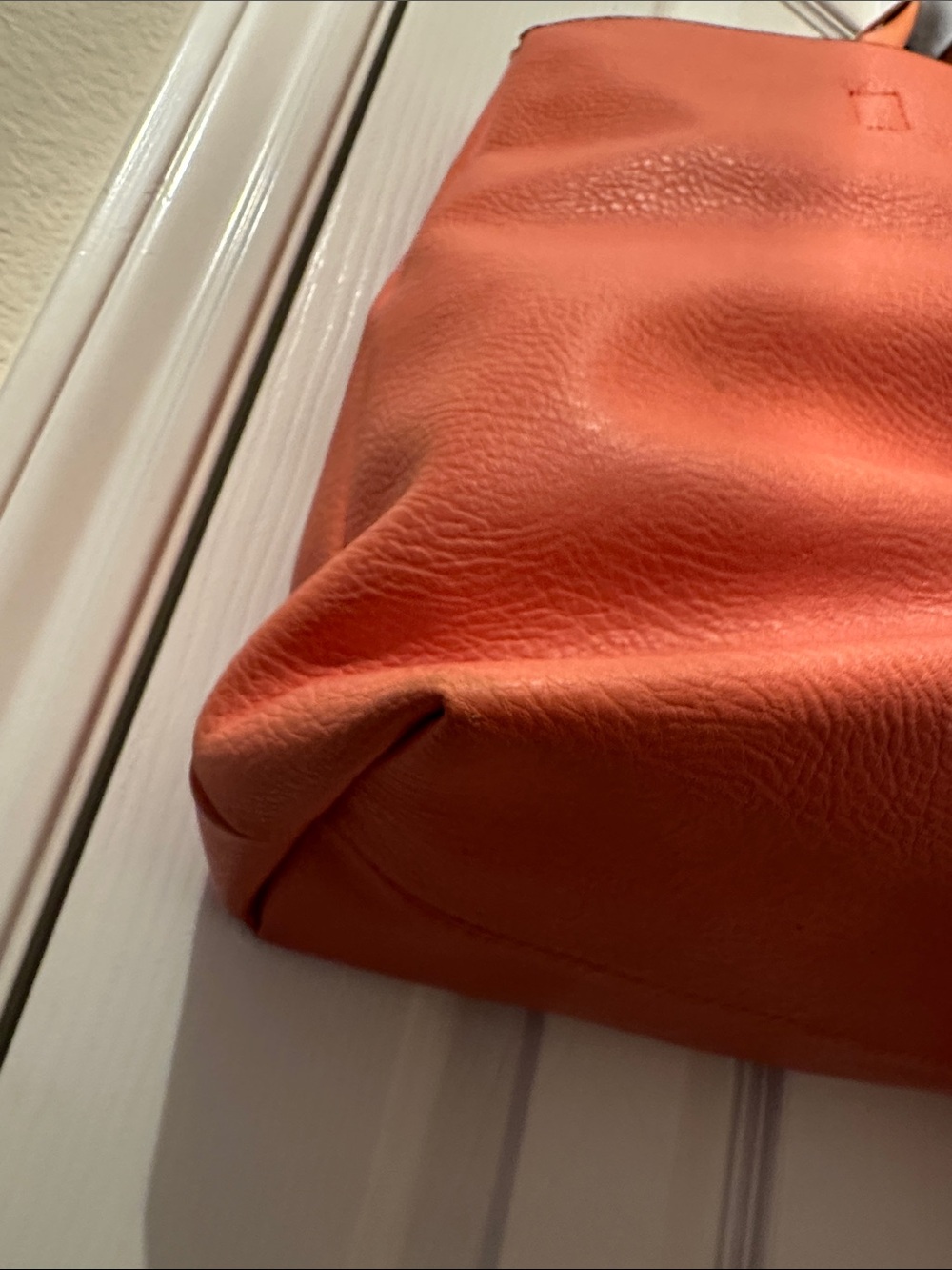 Bass Coral Orange Leather Tote with Matching Wristlet - Picture 8 of 11